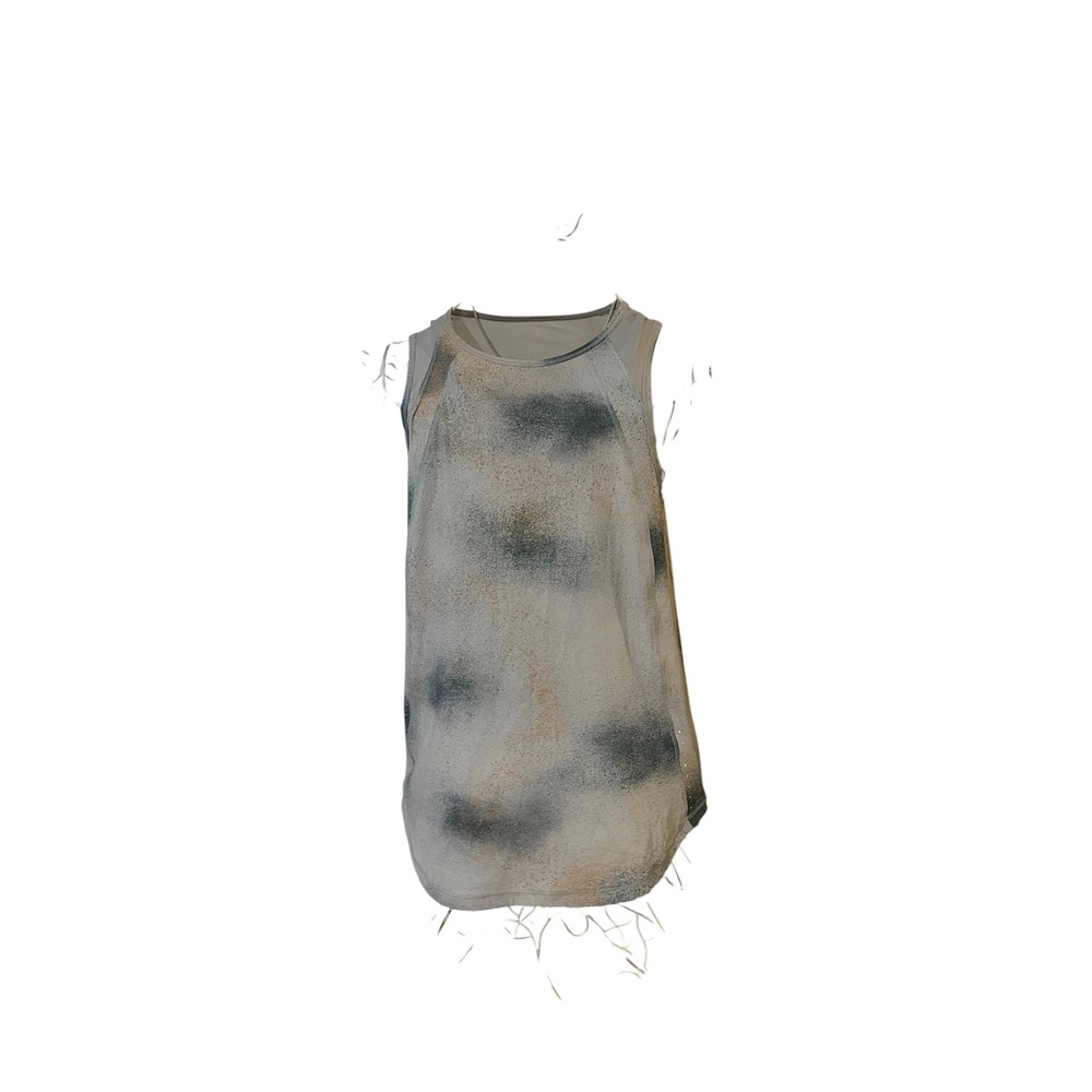 Lululemon Sculpt Tank Top Spray Dye Abstract Grey Orange Mesh Back Size 6